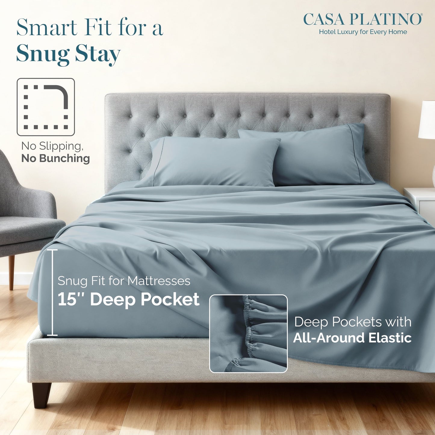 1000 Thread Count Egyptian Cotton Sheet Set cp-gallery: color=French Blue; size=King