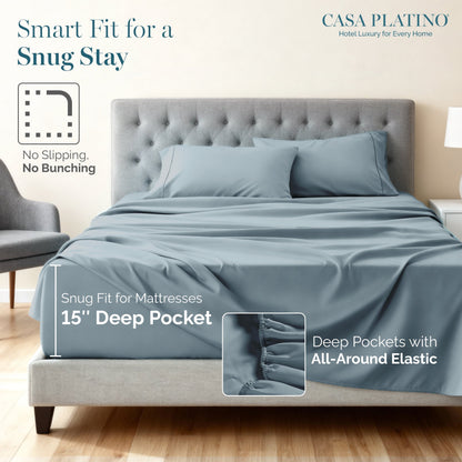 1000 Thread Count Egyptian Cotton Sheet Set cp-gallery: color=French Blue; size=King