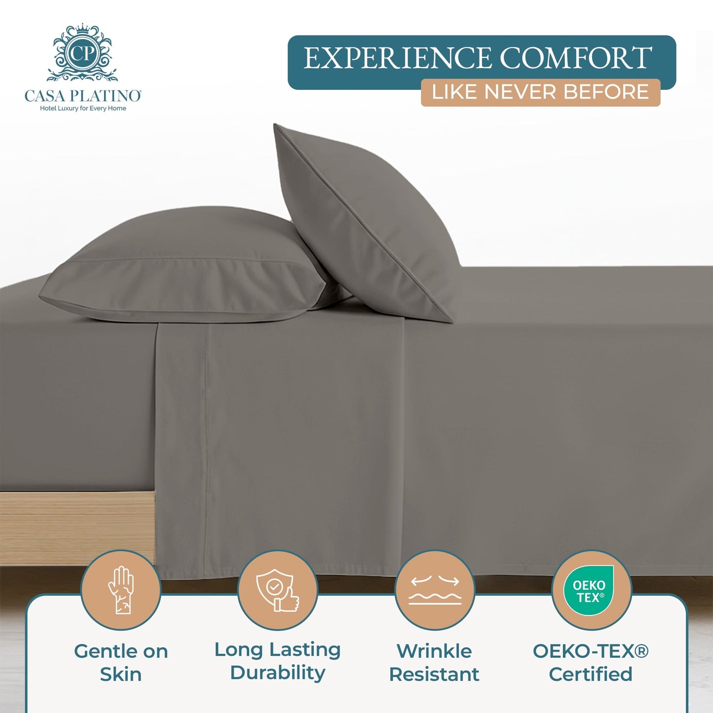 600 Thread Count Cotton Sheet Set cp-gallery: color=Charcoal