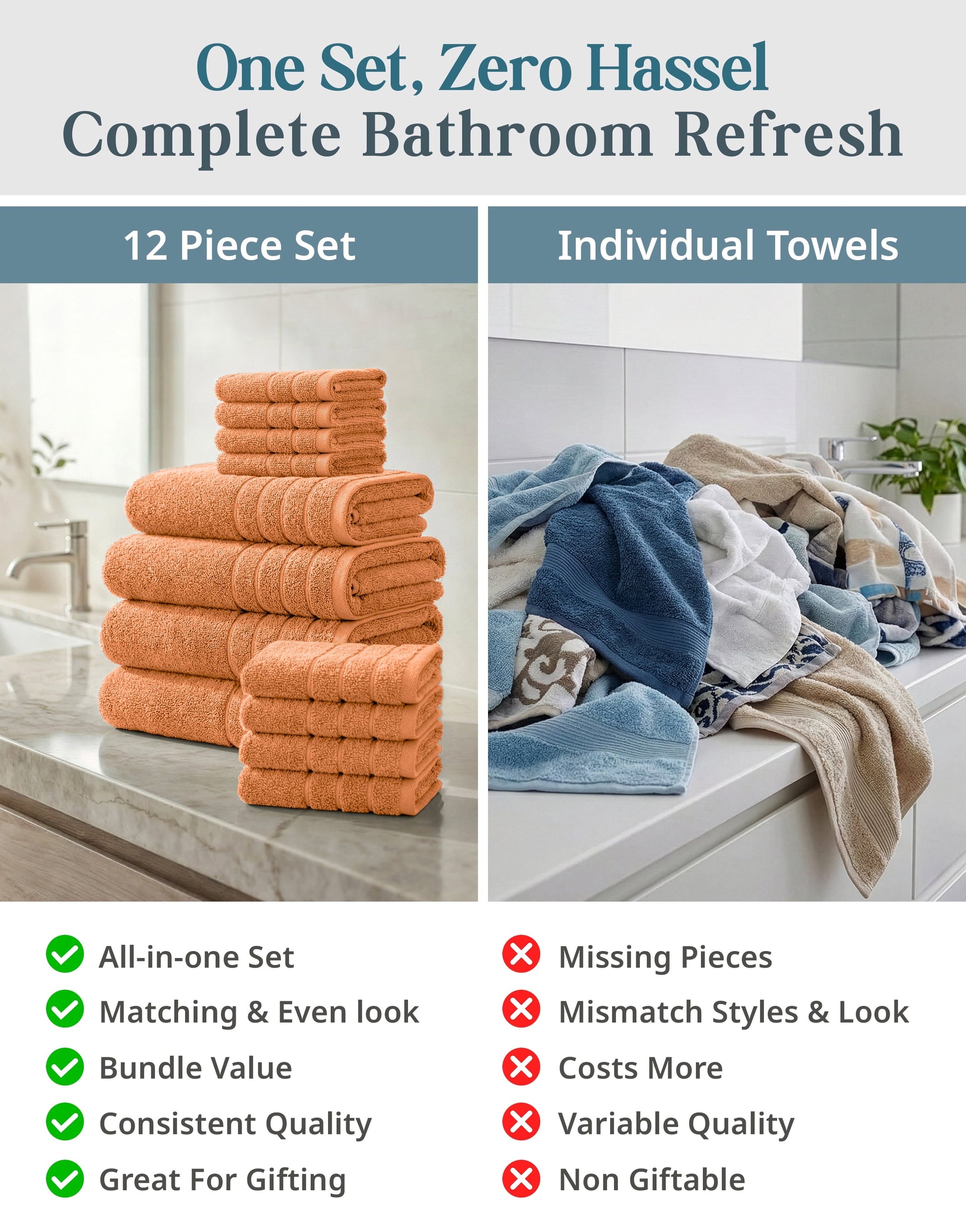 12-Piece Cotton Bath Towel Set