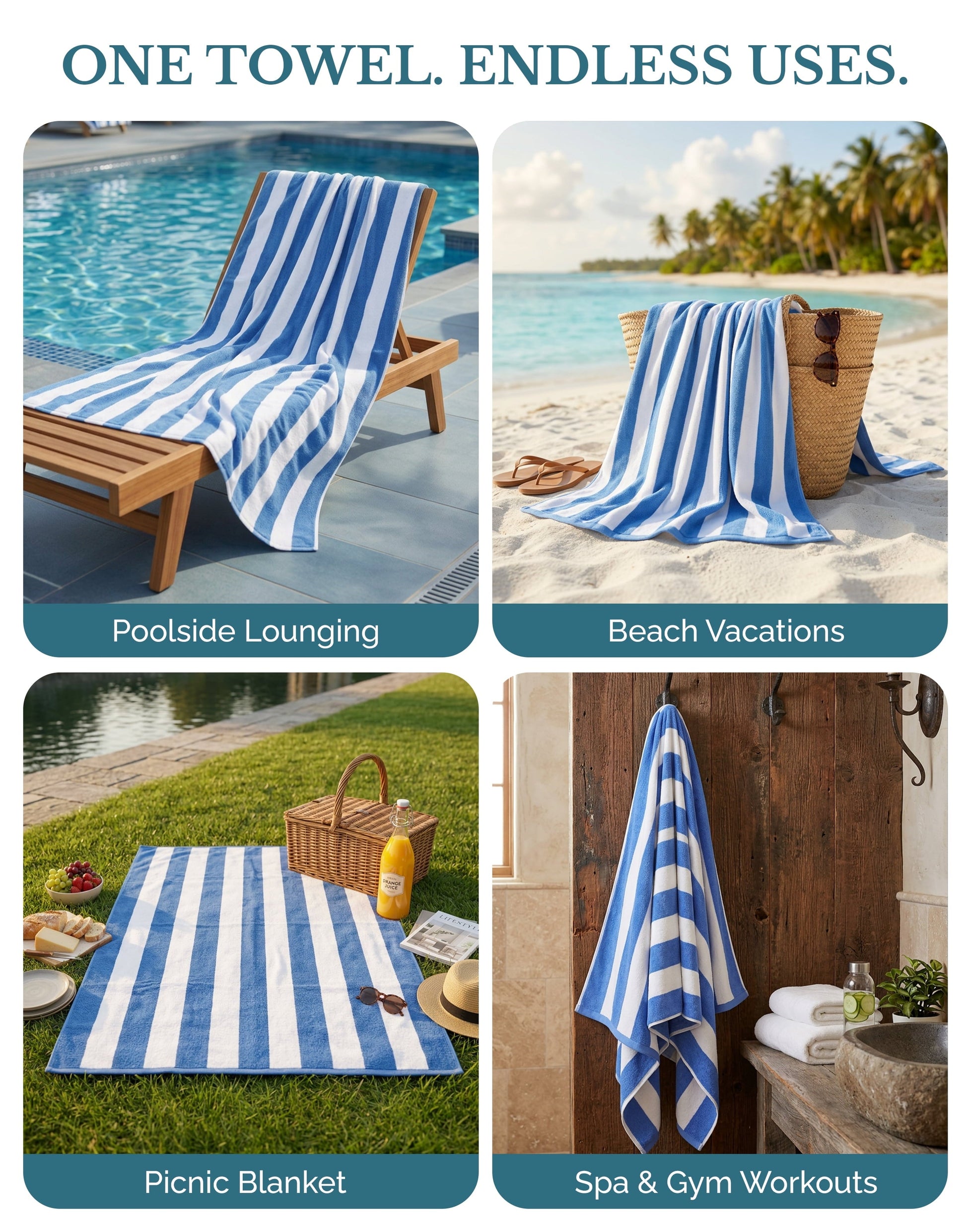 4-Piece Cabana Beach Towel Set