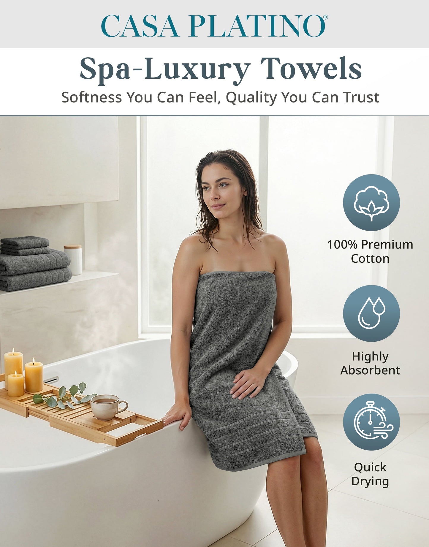 12-Piece Cotton Bath Towel Set cp-gallery: color=Ultimate Grey; size=12 Piece Set