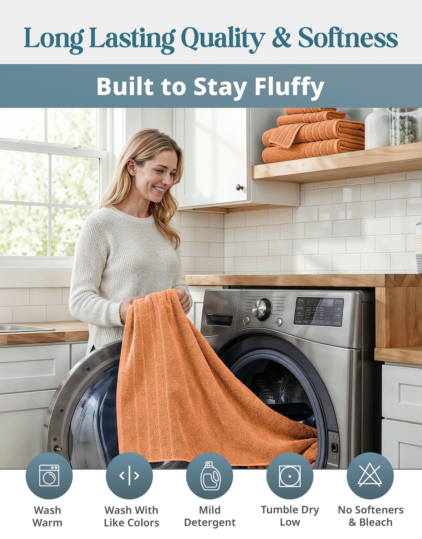 12-Piece Cotton Bath Towel Set cp-gallery: color=Peach Fuzz; size=12 Piece Set