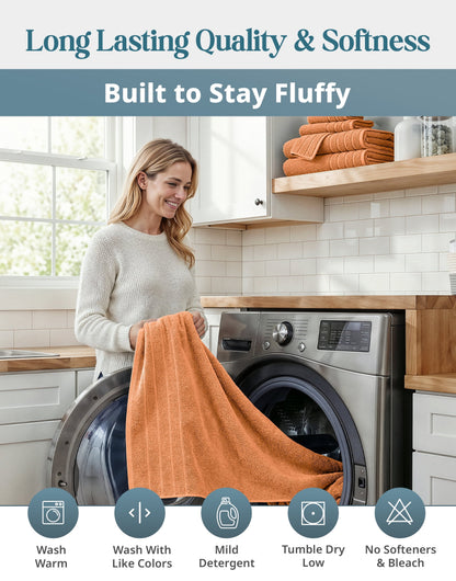12-Piece Cotton Bath Towel Set cp-gallery: color=Peach Fuzz; size=12 Piece Set