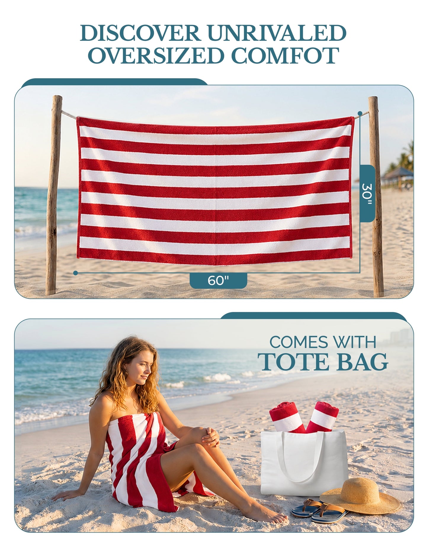 4-Piece Cabana Beach Towel Set cp-gallery: color=Red; size=4 Piece Set