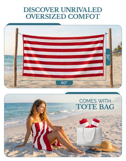 4-Piece Cabana Beach Towel Set cp-gallery: color=Red; size=4 Piece Set