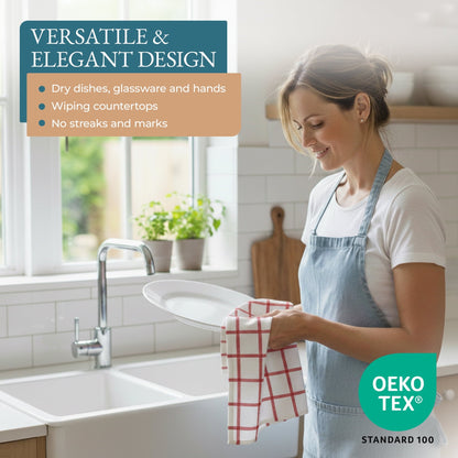 Multi-Weave Kitchen Towel Set cp-gallery: color=Christmas Red