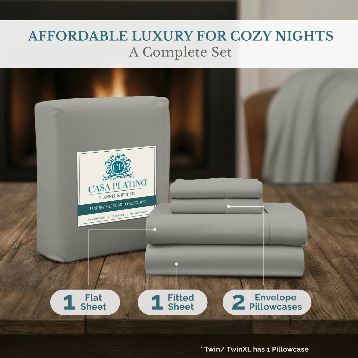 Flannel Sheet Set cp-gallery: color=Silver