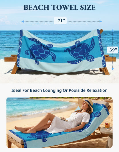 2 PIECE TURKISH BEACH TOWEL SET-TURTLE-CORAL