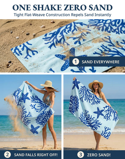 2 PIECE TURKISH BEACH TOWEL SET-TURTLE-CORAL