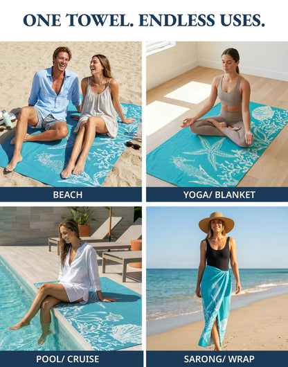 2 PIECE TURKISH BEACH TOWEL SET-STARFISH-SERENADE