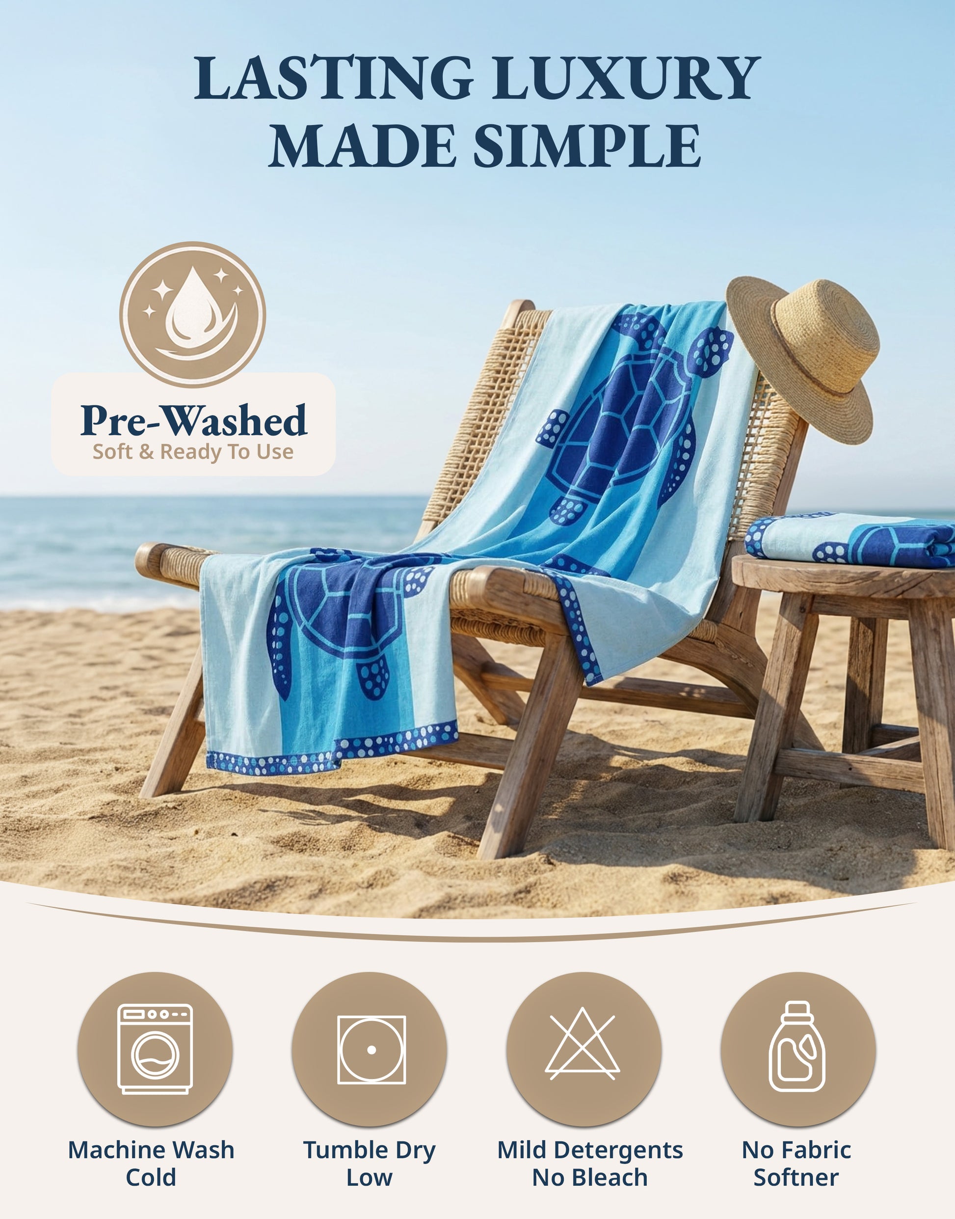 2 PIECE TURKISH BEACH TOWEL SET-TURTLE-CORAL