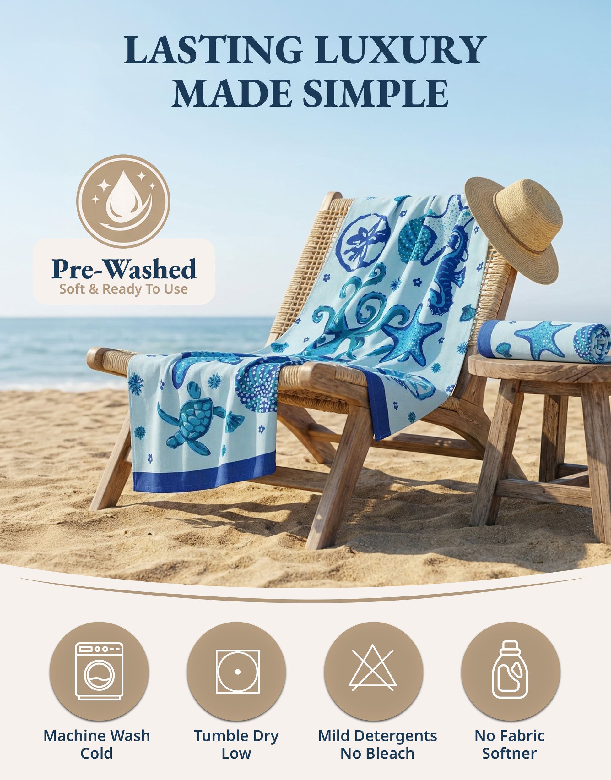2 PIECE TURKISH BEACH  TOWEL SET-STARFISH-TURTLE