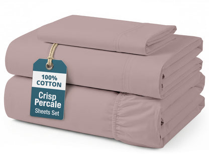 Percale Cotton Sheet Set cp-gallery: color=Sepia Rose; size=Twin-XL