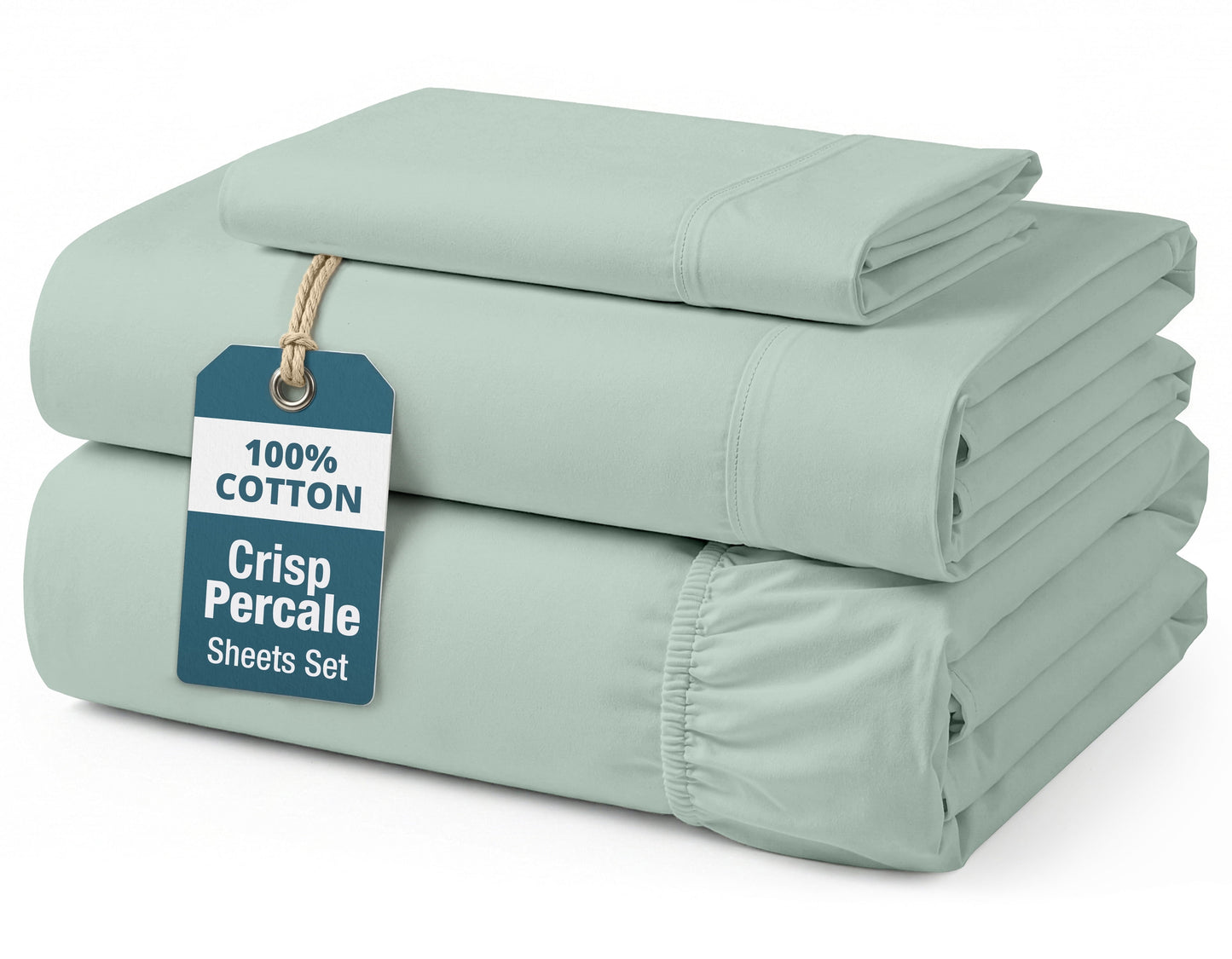 Percale Cotton Sheet Set cp-gallery: color=Cool Blue; size=Twin-XL