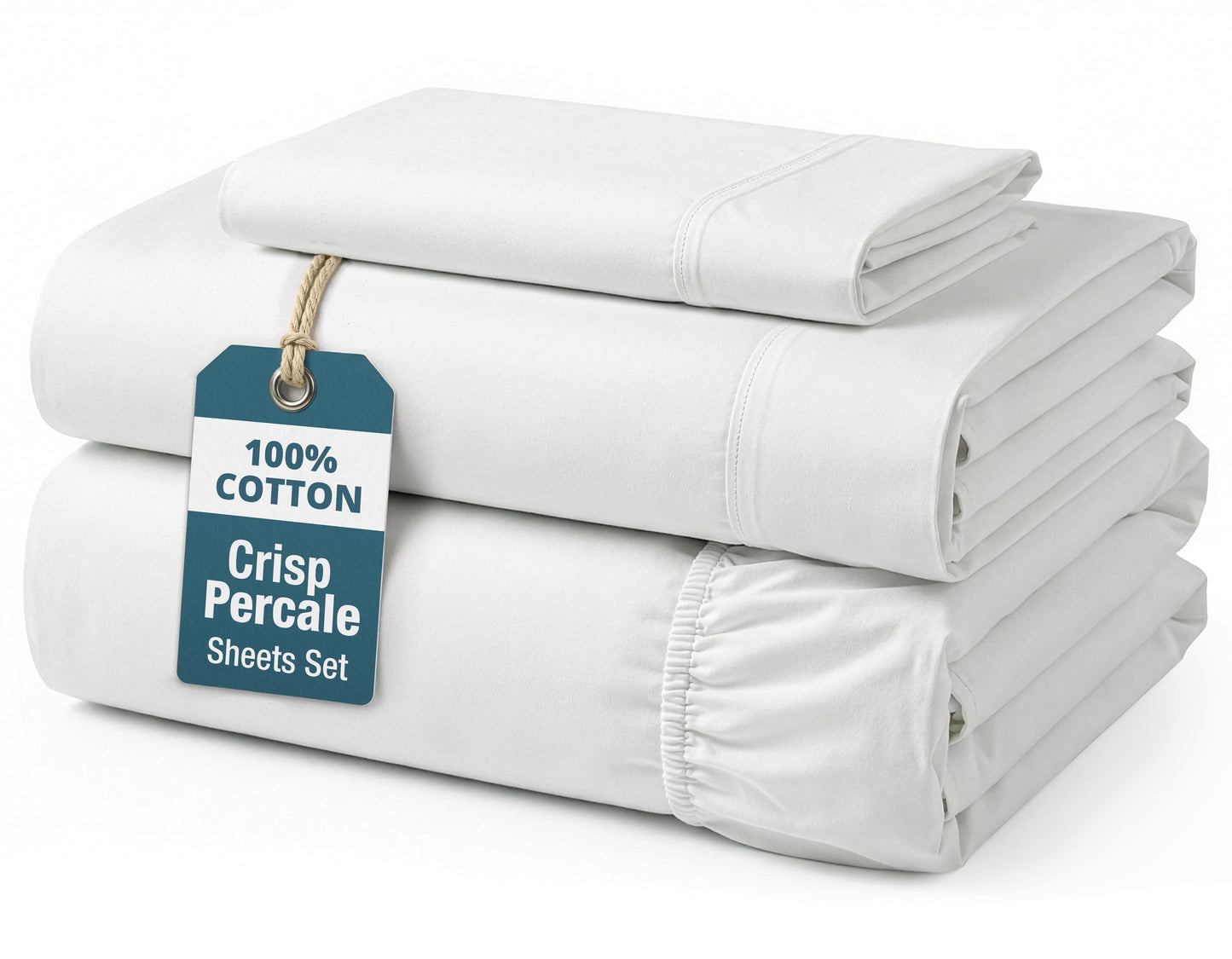 Percale Cotton Sheet Set cp-gallery: color=White; size=Twin