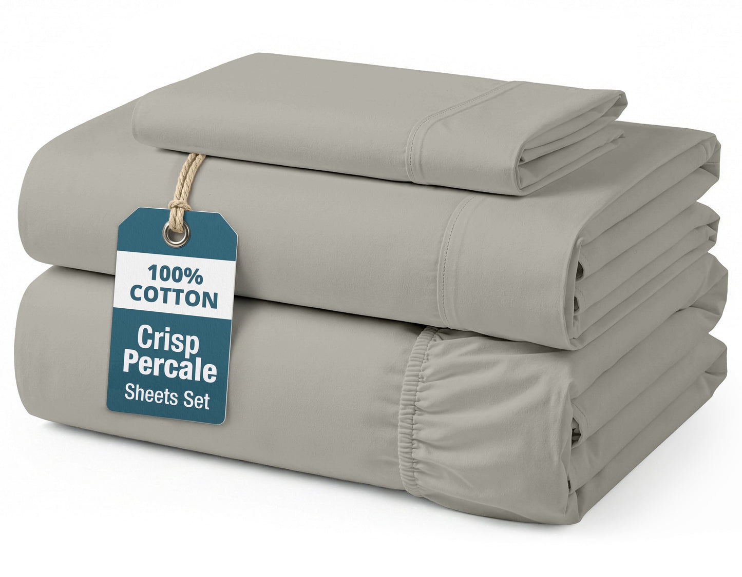 Percale Cotton Sheet Set cp-gallery: color=Silver; size=Twin-XL