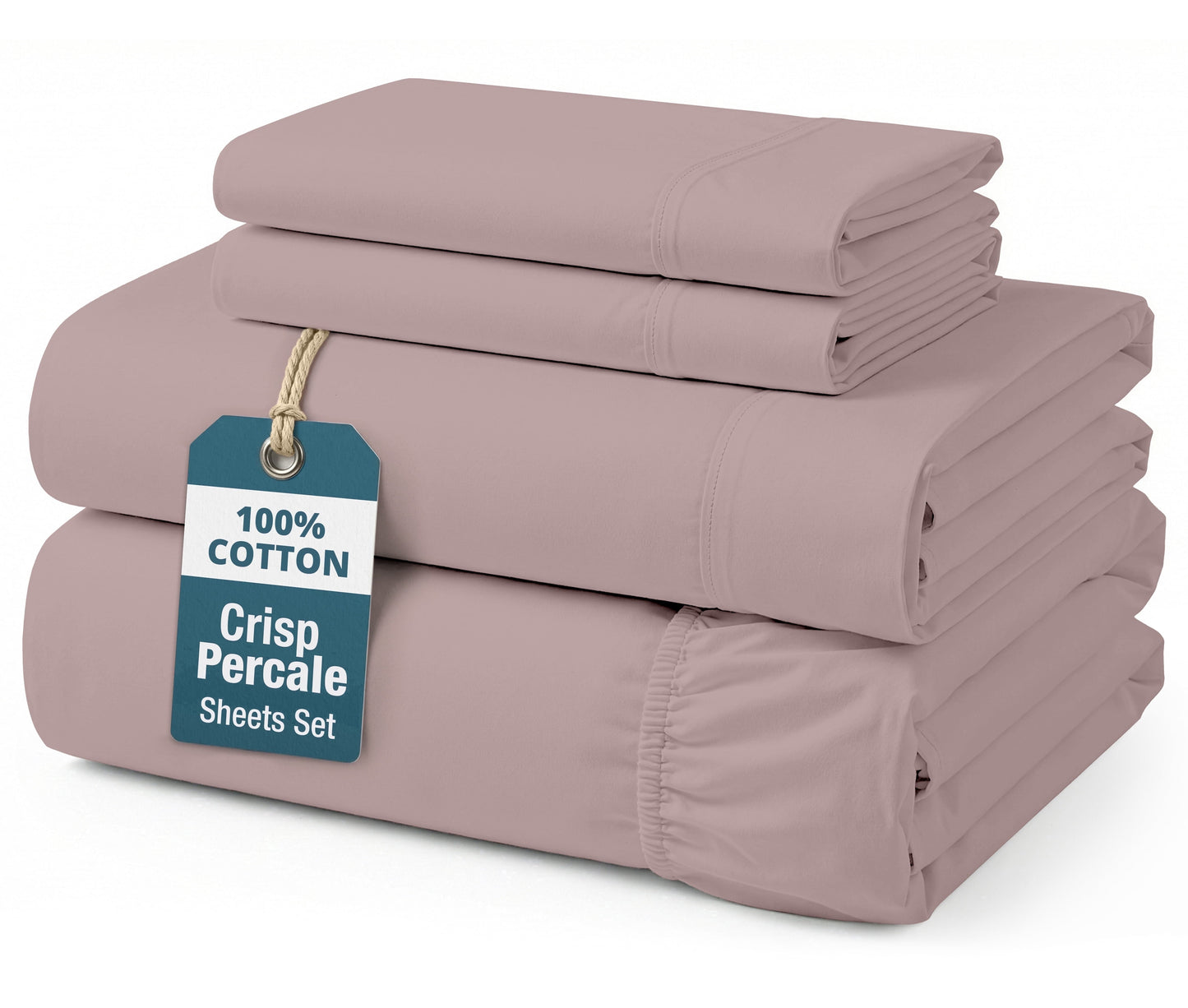 Percale Cotton Sheet Set cp-gallery: color=Sepia Rose; size=California King