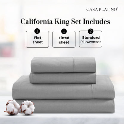 Percale Cotton Sheet Set cp-gallery: color=Silver; size=California King