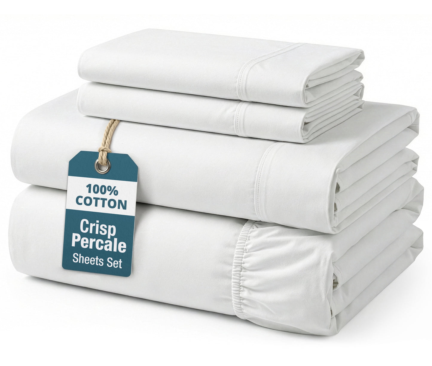 Percale Cotton Sheet Set cp-gallery: color=White; size=California King