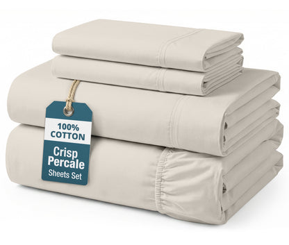 Percale Cotton Sheet Set cp-gallery: color=Glacier Grey; size=Full