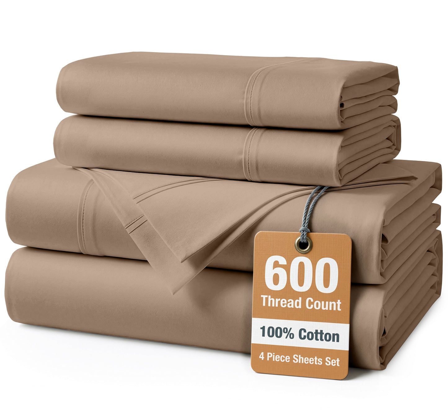 600 Thread Count Cotton Sheet Set cp-gallery: color=Taupe; size=Twin-XL