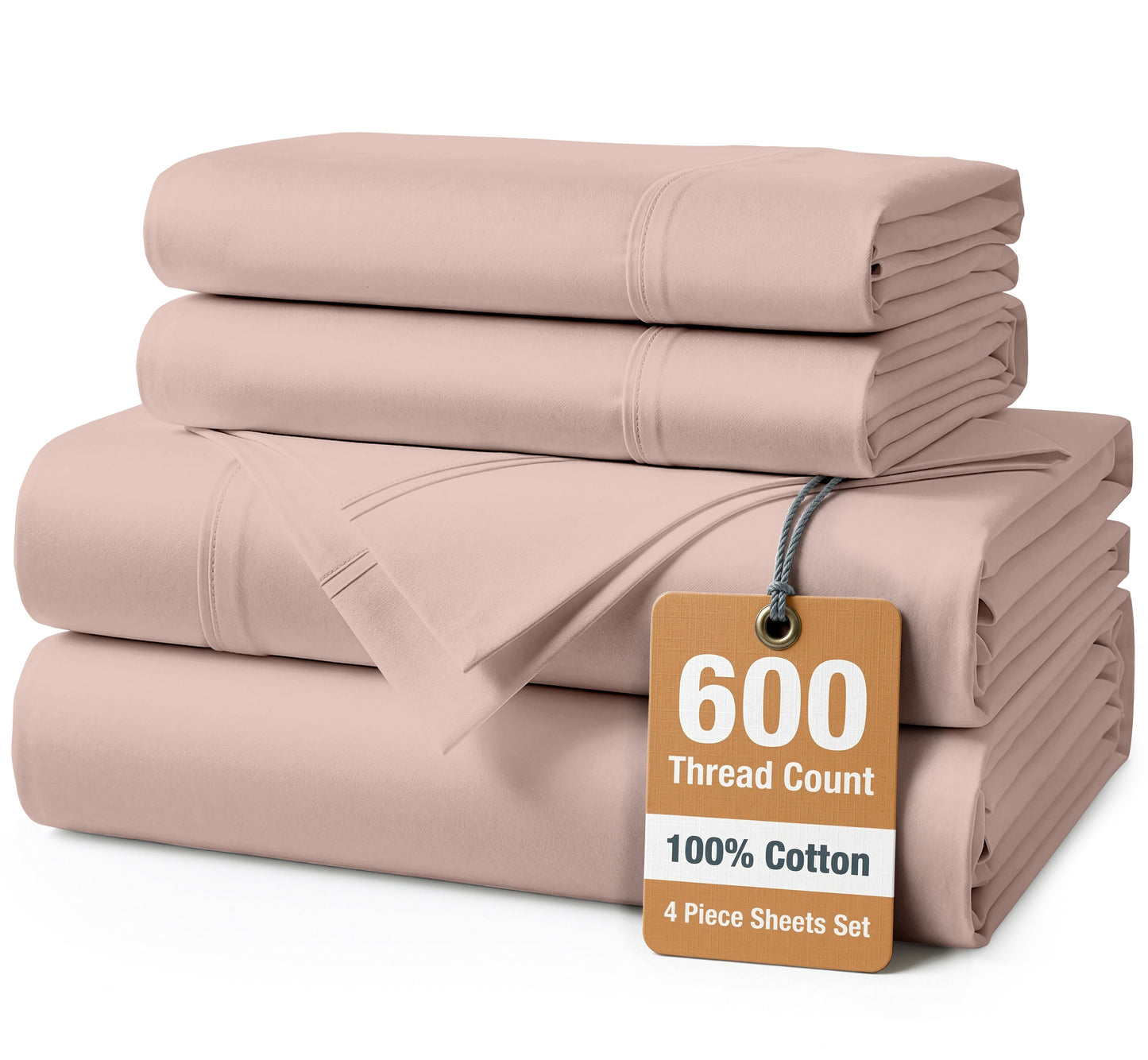 600 Thread Count Cotton Sheet Set cp-gallery: color=Sepia Rose; size=Twin-XL
