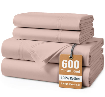 600 Thread Count Cotton Sheet Set cp-gallery: color=Sepia Rose; size=Twin-XL