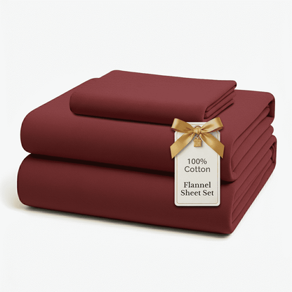 Flannel Sheet Set cp-gallery: color=Rust Red; size=Twin