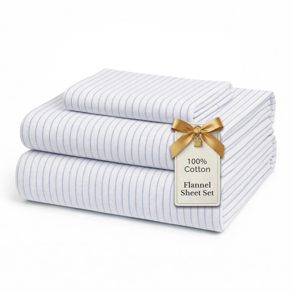 Flannel Sheet Set cp-gallery: color=Stripe Cobalt Blue; size=Twin
