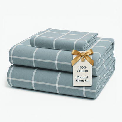 Flannel Sheet Set cp-gallery: color=Blue White; size=Twin-XL