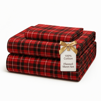 Flannel Sheet Set cp-gallery: color=Red Check; size=Twin-XL