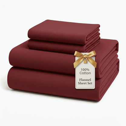 Flannel Sheet Set cp-gallery: color=Rust Red; size=California King