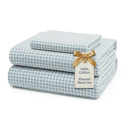Flannel Sheet Set cp-gallery: color=Polka Dot Blue; size=Twin-XL