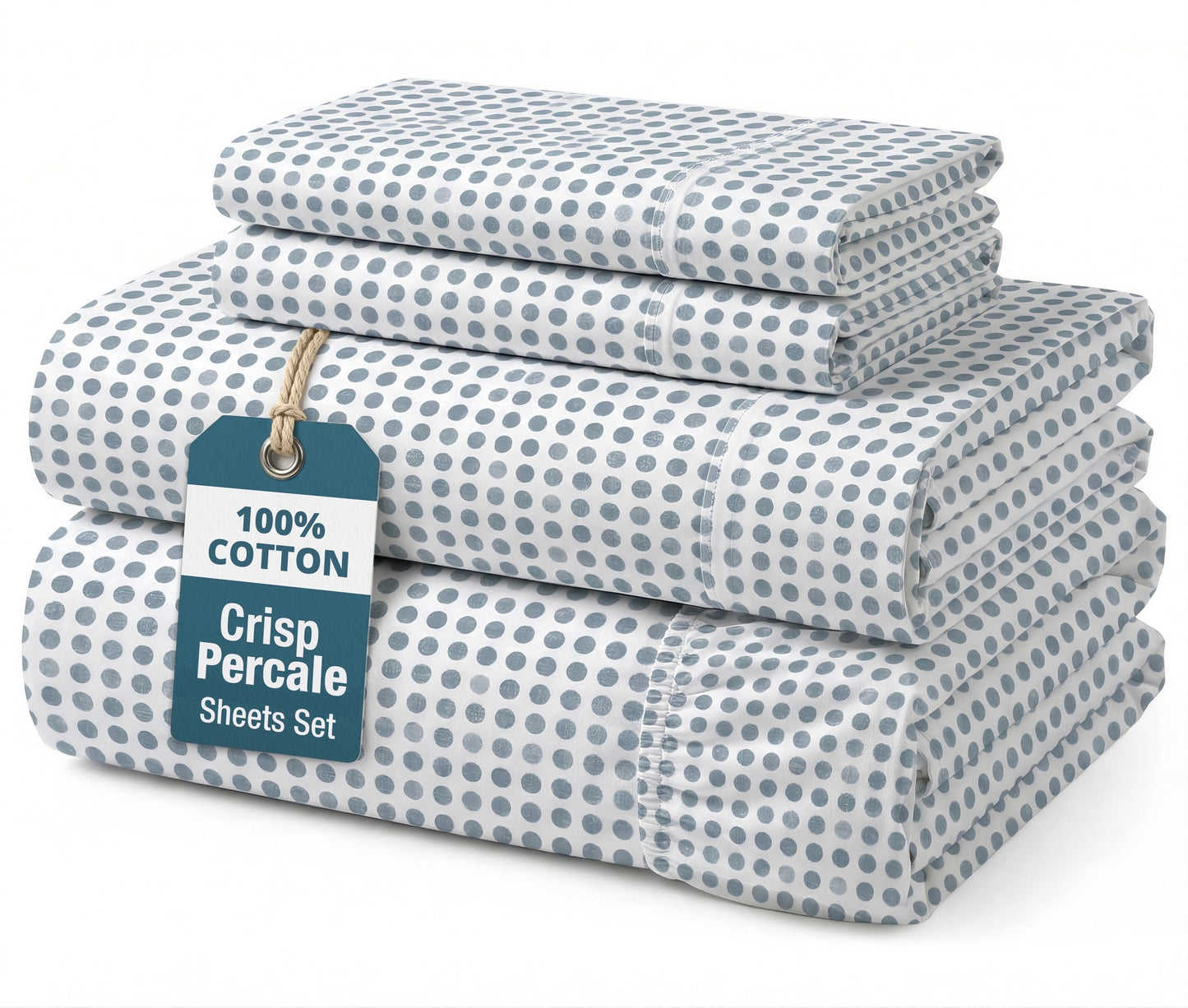 Percale Cotton Sheet Set cp-gallery: color=Polka Dot; size=Full