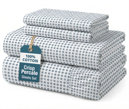 Percale Cotton Sheet Set cp-gallery: color=Polka Dot; size=Full