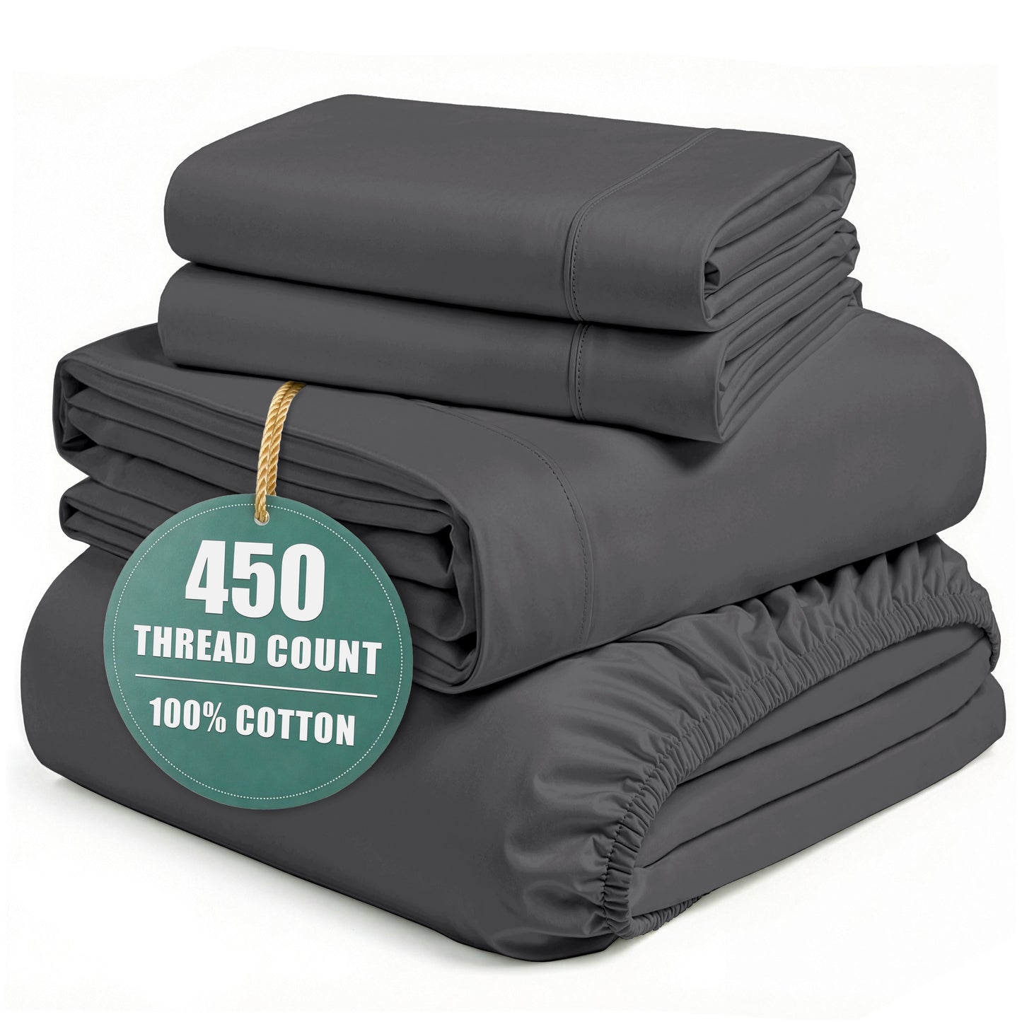 450 Thread Count Cotton Sheet Set cp-gallery: color=Charcoal; size=Queen
