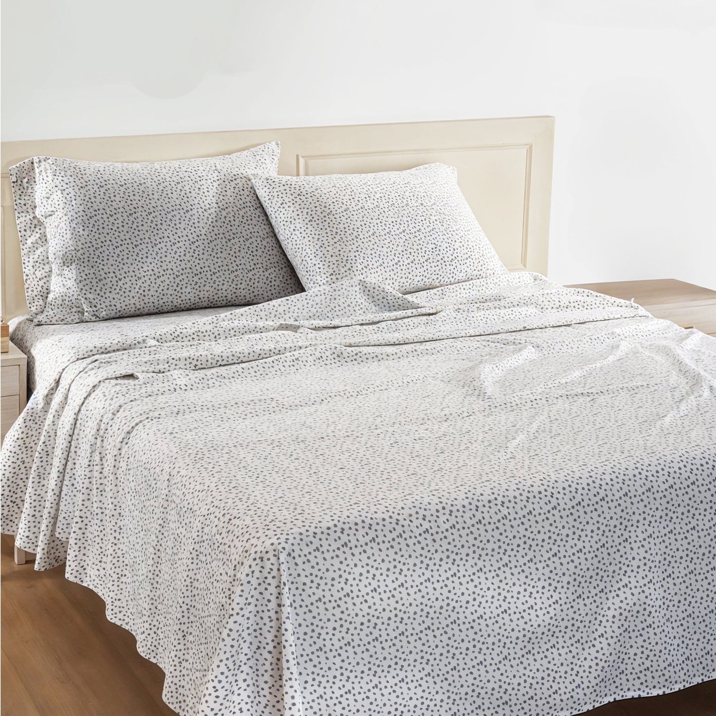 Percale Cotton Sheet Set cp-gallery: color=Grey White Dot; size=Twin