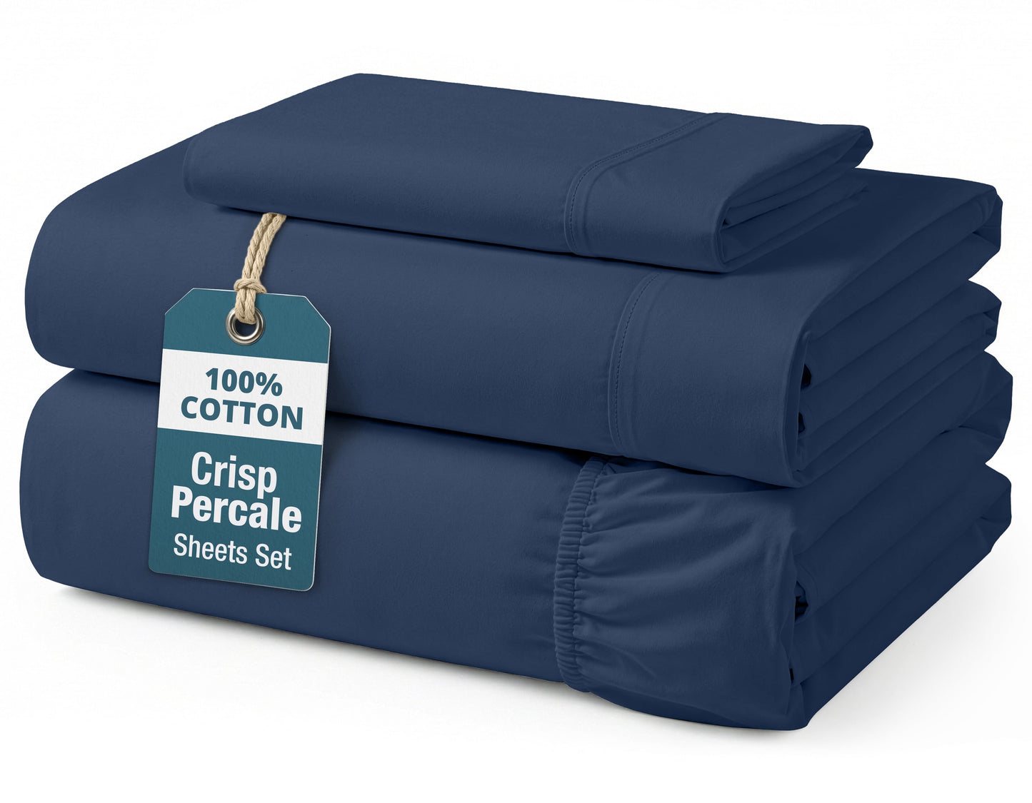 Percale Cotton Sheet Set cp-gallery: color=Navy; size=Twin-XL