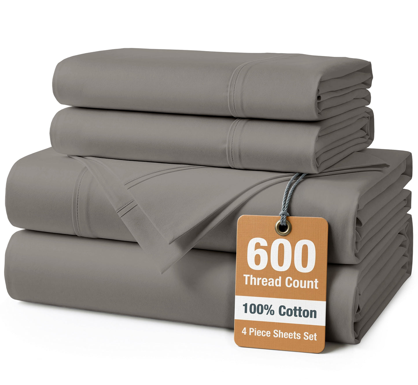 600 Thread Count Cotton Sheet Set cp-gallery: color=Charcoal; size=Twin-XL
