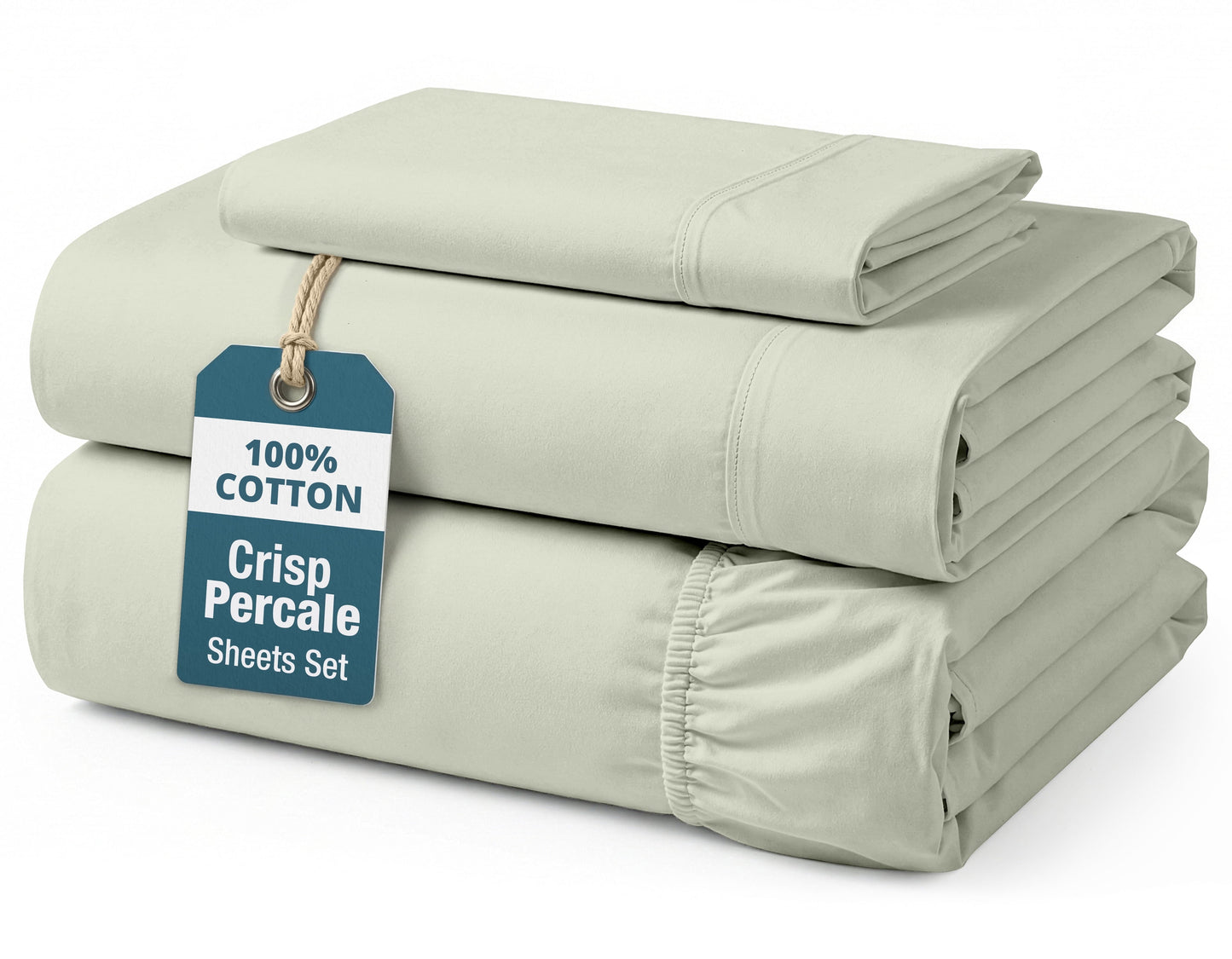 Percale Cotton Sheet Set cp-gallery: color=Mineral; size=Twin