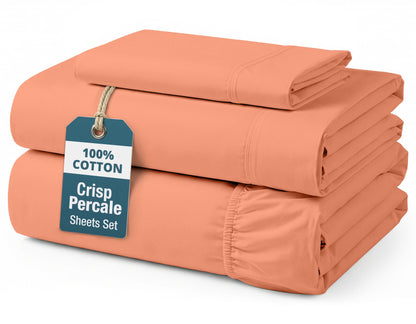 Percale Cotton Sheet Set cp-gallery: color=Rose Dawn; size=Twin