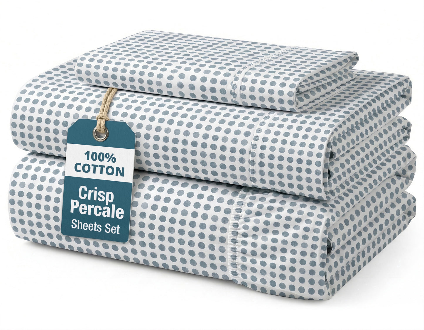 Percale Cotton Sheet Set cp-gallery: color=Polka Dot; size=Twin-XL