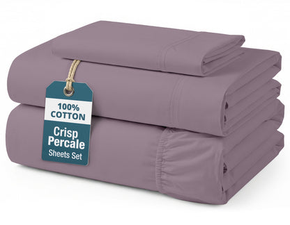 Percale Cotton Sheet Set cp-gallery: color=Lilac; size=Twin
