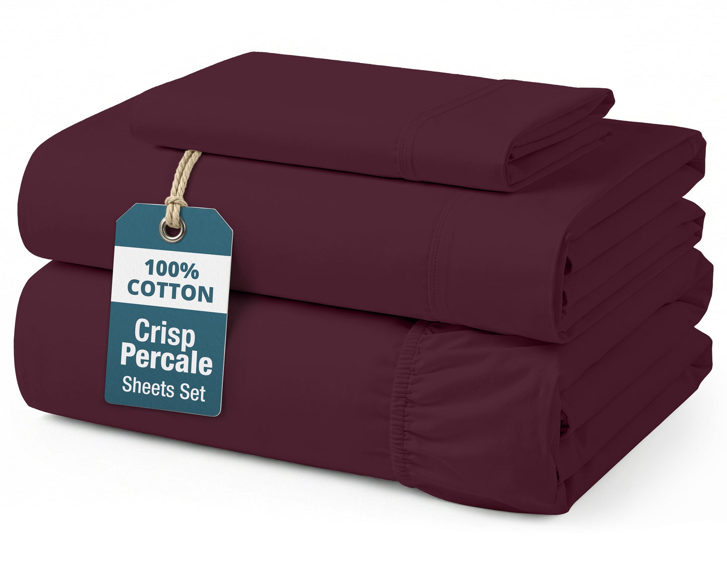 Percale Cotton Sheet Set cp-gallery: color=Windsor Wine; size=Twin