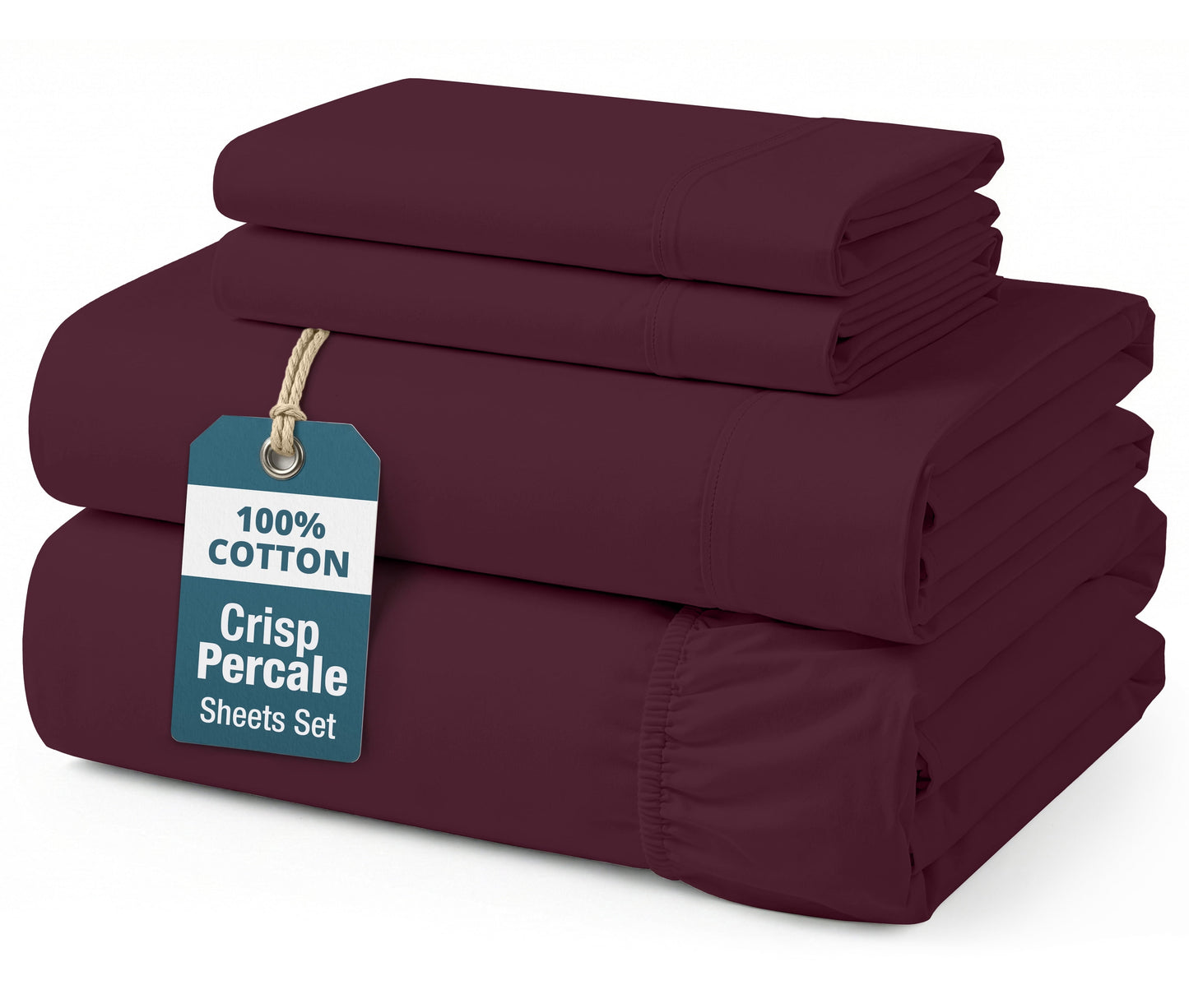 Percale Cotton Sheet Set cp-gallery: color=Windsor Wine; size=Full
