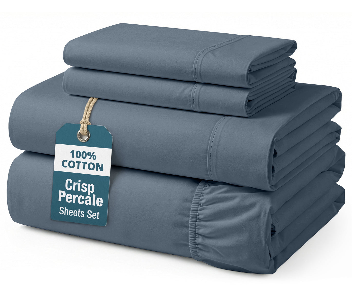Percale Cotton Sheet Set cp-gallery: color=Estate Blue; size=Queen