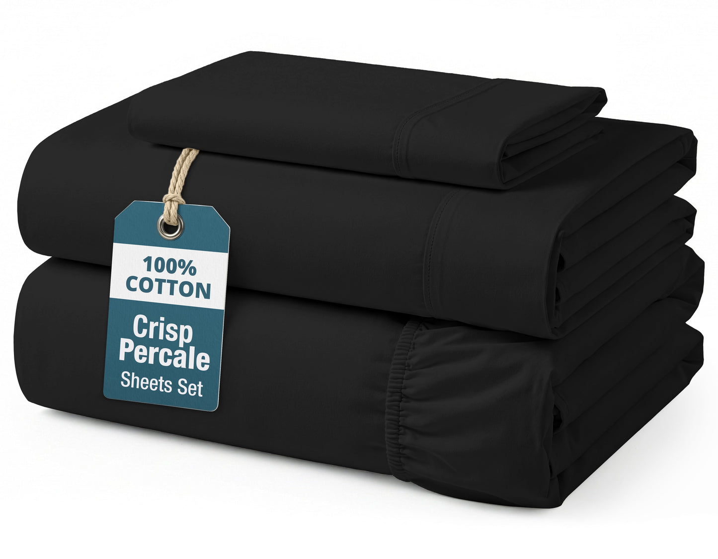 Percale Cotton Sheet Set cp-gallery: color=Black; size=Twin-XL