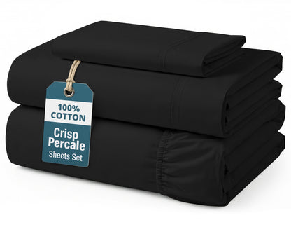 Percale Cotton Sheet Set cp-gallery: color=Black; size=Twin-XL