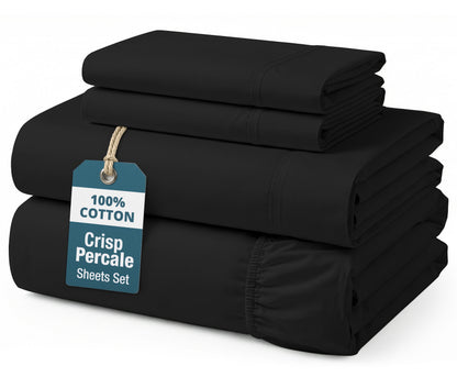 Percale Cotton Sheet Set cp-gallery: color=Black; size=Queen